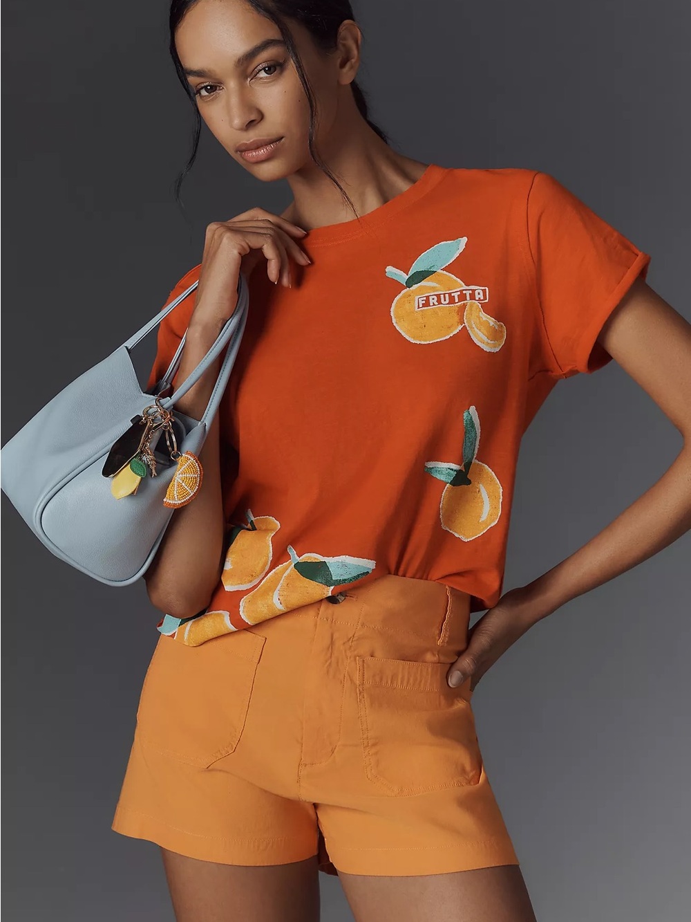 Maeve Anthropologie Frutta Citrus Graphic Tee Orange XS